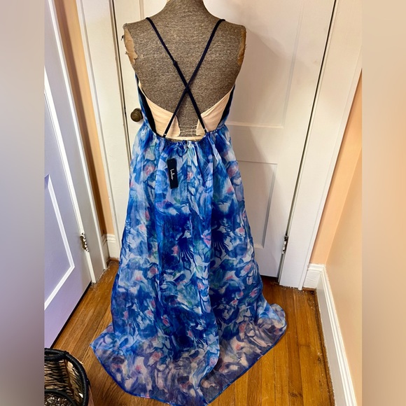 NWT Lulus Bloom Wildly Navy Blue Flora Organza Maxi Dress sz XL - Picture 5 of 7